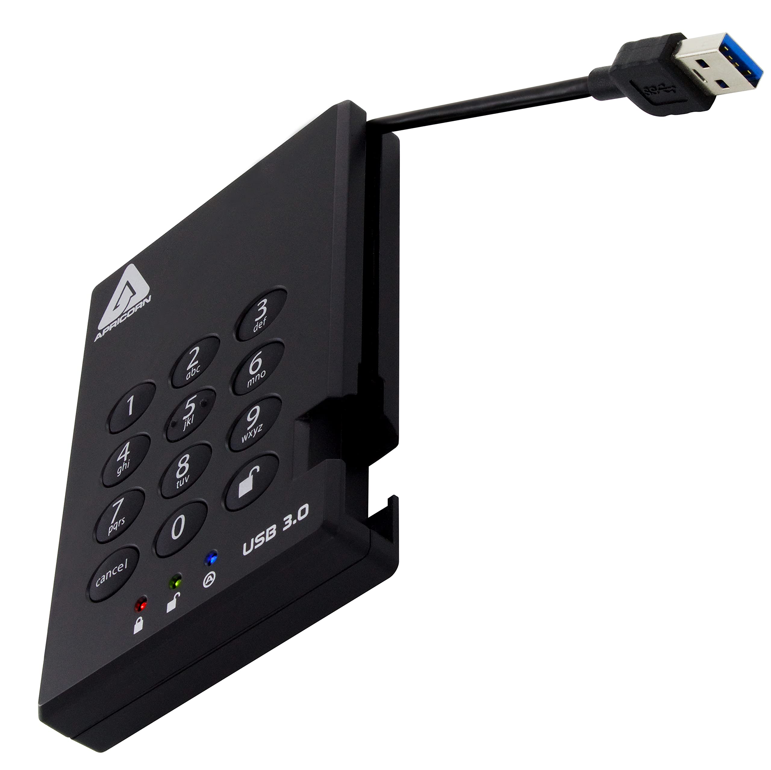 Apricorn 512GB Aegis Padlock USB 3.0 Encrypted External SSD - 256-Bit AES Hardware Encryption, Portable Secure Storage Drive (A25-3PL256-S512) - Perfect for Business Data Protection, Financial Records & Sensitive File Backup