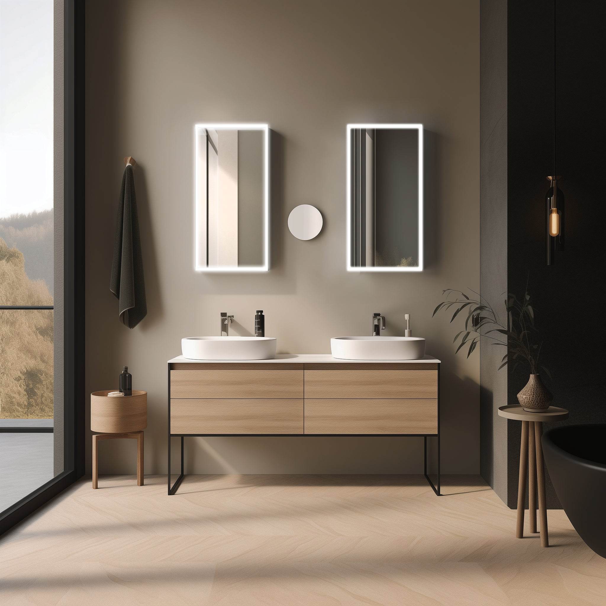 Dhalia LED Bathroom Medicine Cabinet with Defogger & 3X Magnifying Mirror - 5 Size Options for Vanity, Makeup, and Bathroom Storage