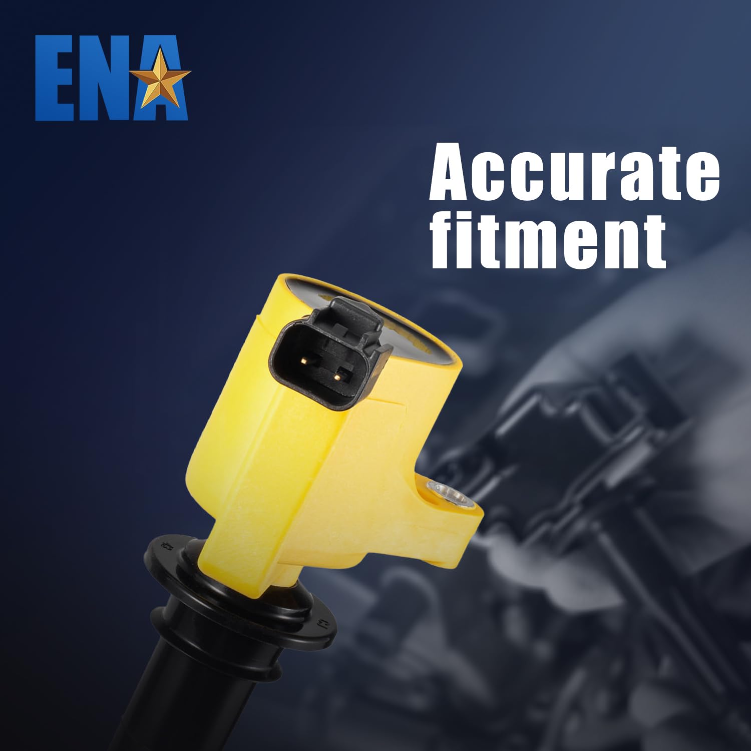 ENA Set of 6 Yellow Ignition Coil Packs - Compatible with Ford Mercury Mazda 2001-2008 (Tribute, Mariner, Escape, Five Hundred, Freestyle, Montego, Taurus, Sable) V6 3.0L - Replacement for DG500 DG513 FD502 - Perfect for Engine Performance & Tune-Up