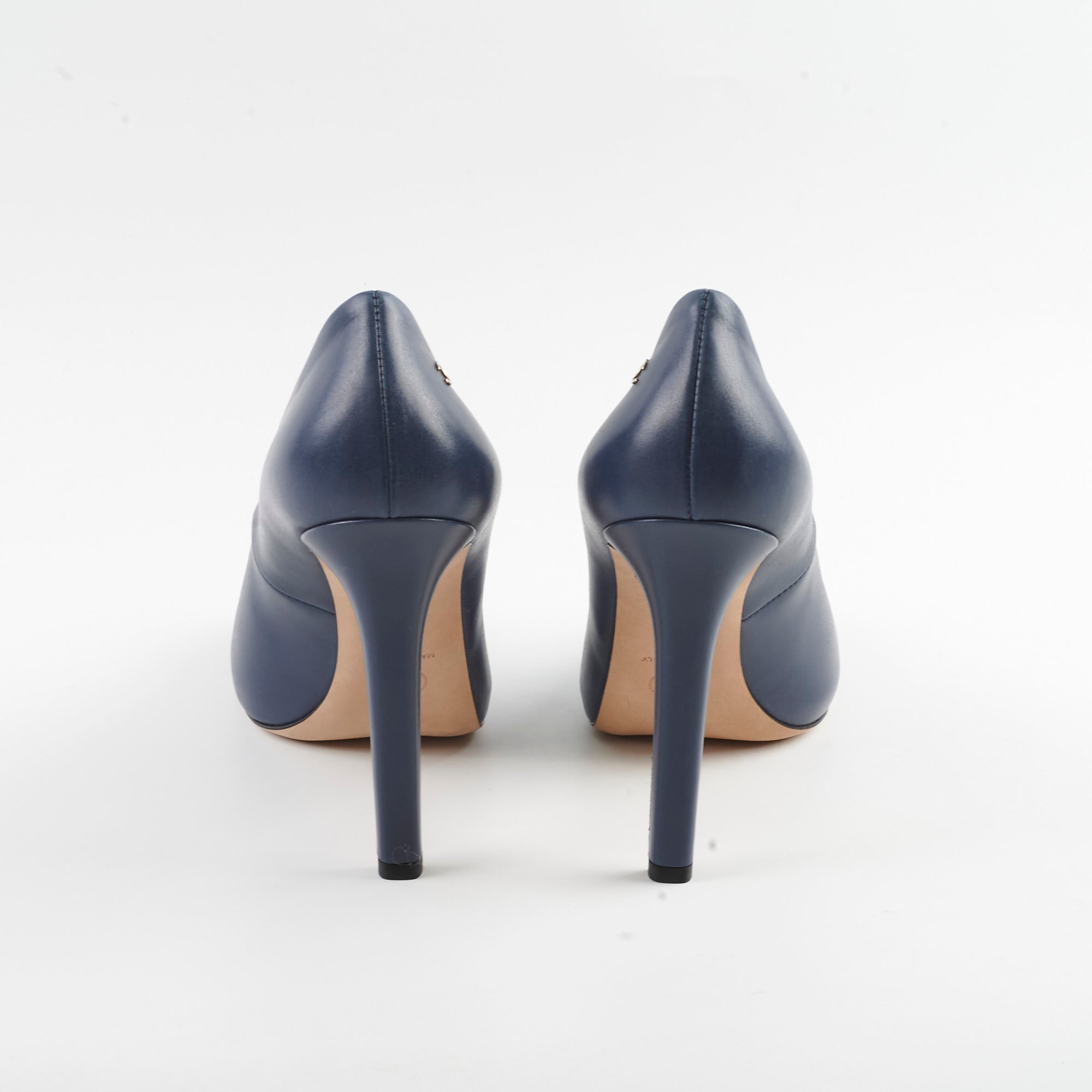Chanel Navy Blue Cap Toe Leather Pumps Women's Size 40C - Elegant Heels for Office, Parties & Special Occasions