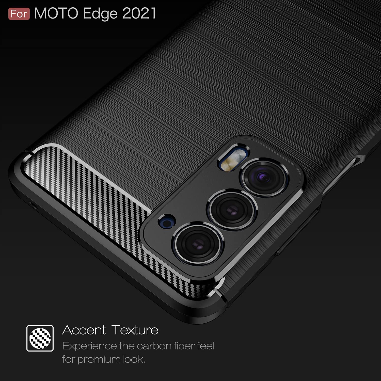 Premium Shockproof Carbon Fiber Case for Motorola Edge 2021 | Slim Protective Cover with Anti-Slip Texture | Perfect for Everyday Use, Travel & Outdoor Activities (Black)