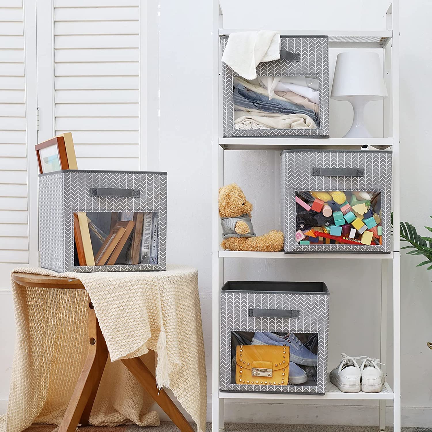 4-Pack Clear Window Cube Storage Bins - 13