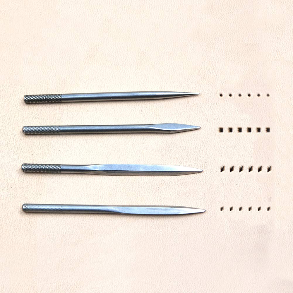 OWDEN Professional 4-in-1 Leather Craft Tool Set - Awl, Stitching Punch, Needle & Threader for DIY Leatherworking, Repair & Crafting Projects (Perfect for Belts, Wallets, Bags & Leather Accessories)