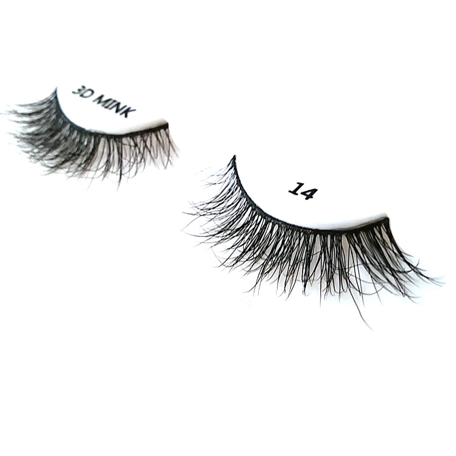 MIZ LASH 3D Mink Eyelashes - Reusable Natural Handmade False Lashes #14 | Dramatic Fluffy Faux Eyelash Extensions (1 Pair) for Everyday Glam & Special Occasions