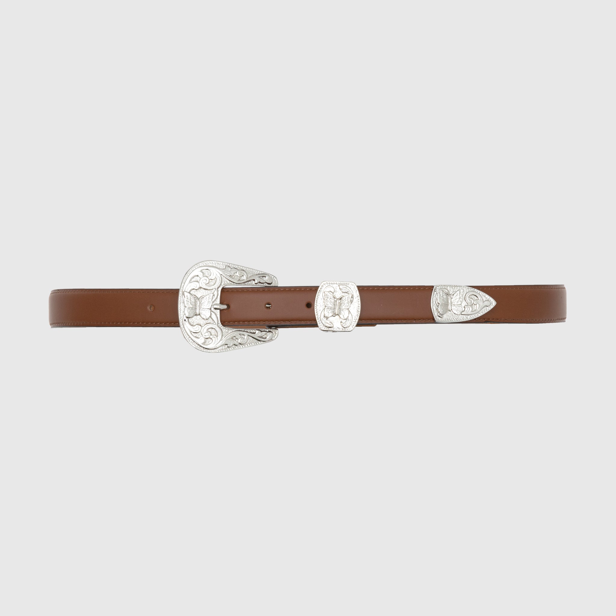 PAPILLON Western Style Leather Belt with Steer Tip - Perfect for Cowboy Boots, Jeans & Western Outfits
