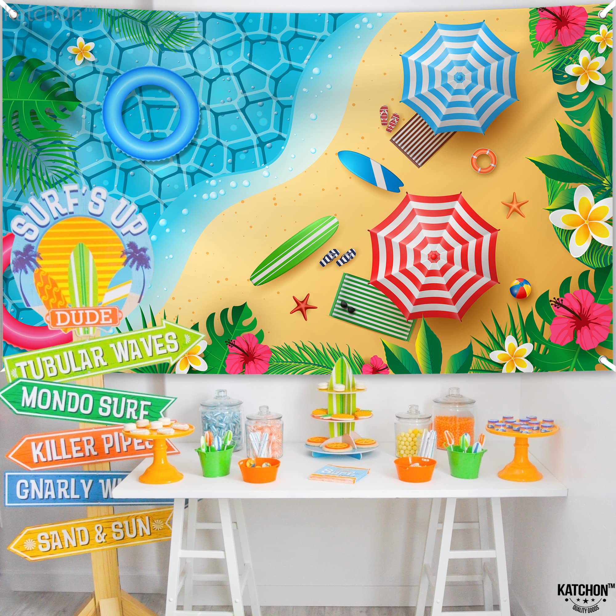 KatchOn Extra Large 72x44 Inch Summer Beach Banner Decorations - Vibrant Backdrop for Beach Parties, Summer Celebrations & Poolside Events | Perfect for Outdoor Decor, Photo Booths & Themed Gatherings