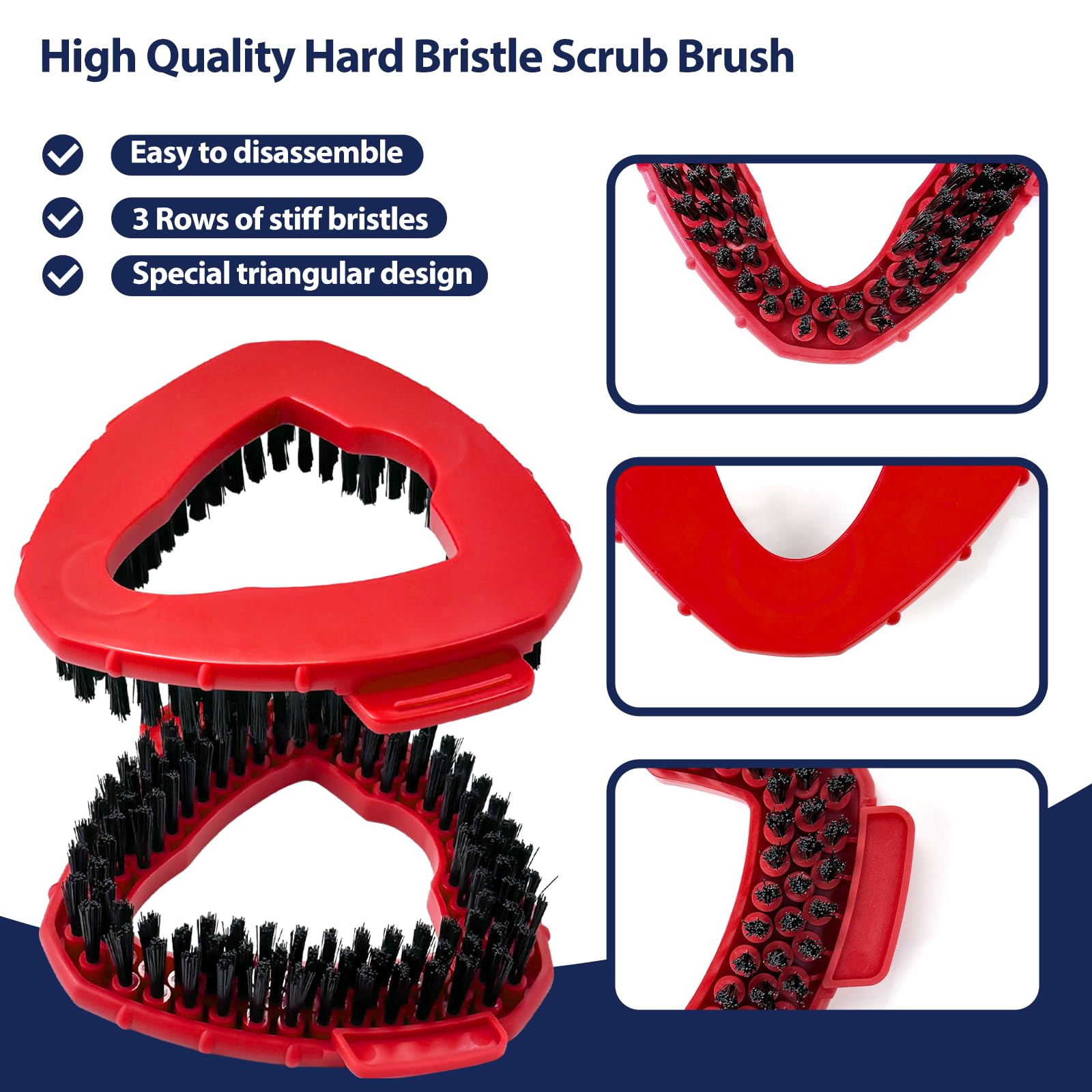Spin Mop Scrub Brush Head 2-Pack - Hard Bristle for EasyWring System - Bathroom & Kitchen Cleaning