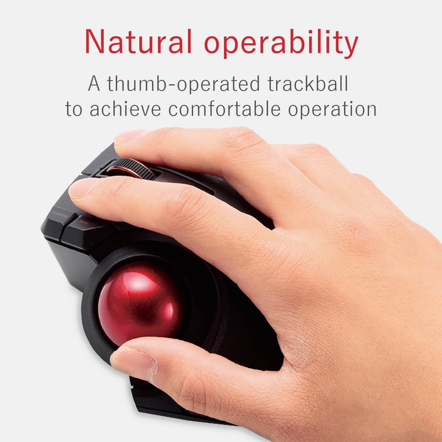 ELECOM EX-G Pro Trackball Mouse - Wired/Wireless/Bluetooth, 8-Button Thumb Control Ergonomic Mouse with Optical Gaming Sensor & Smooth Red Ball - Compatible with Windows 11 & macOS (M-XPT1MRBK) - Perfect for Gaming, Office Work & Graphic Design