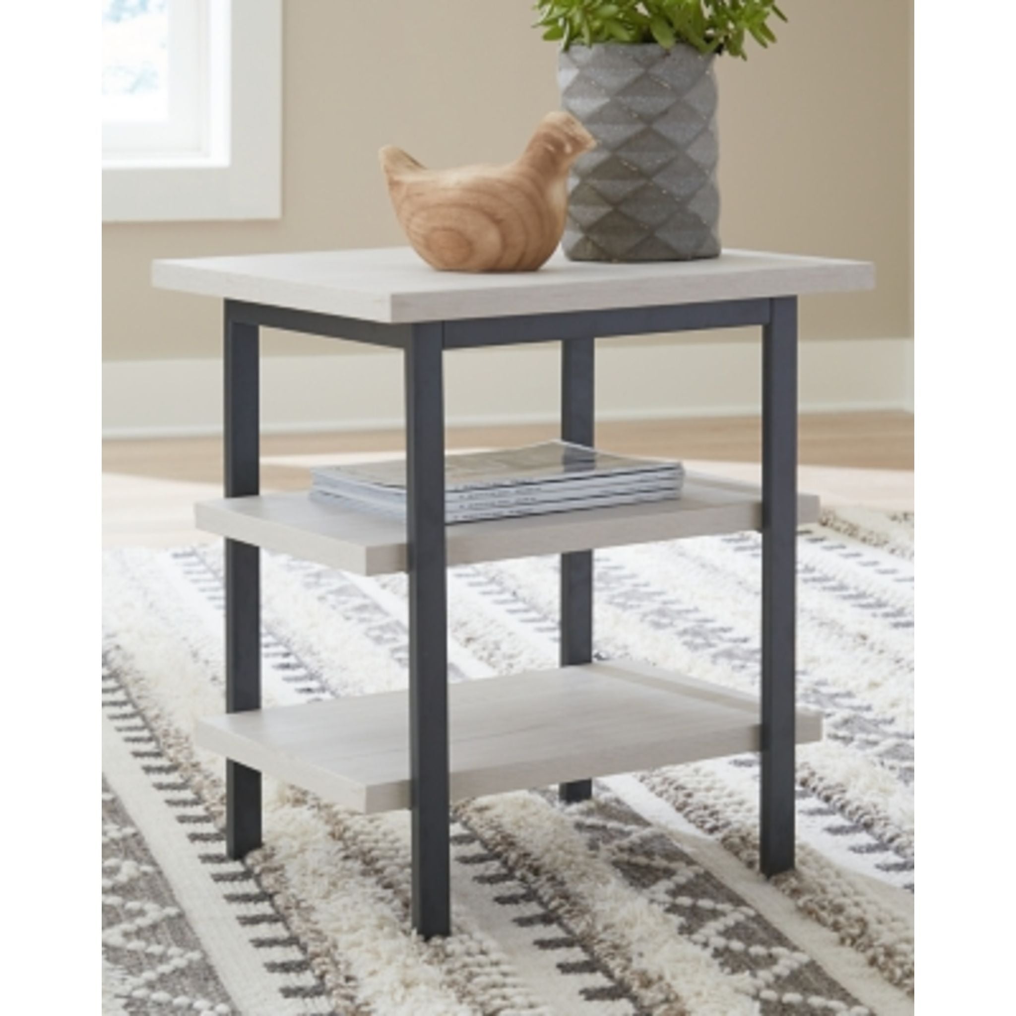 Bayflynn Whitewashed End Table - Small Nightstand, Side Table for Living Room, Bedroom & Office - Modern Farmhouse Accent Furniture for Home Decor