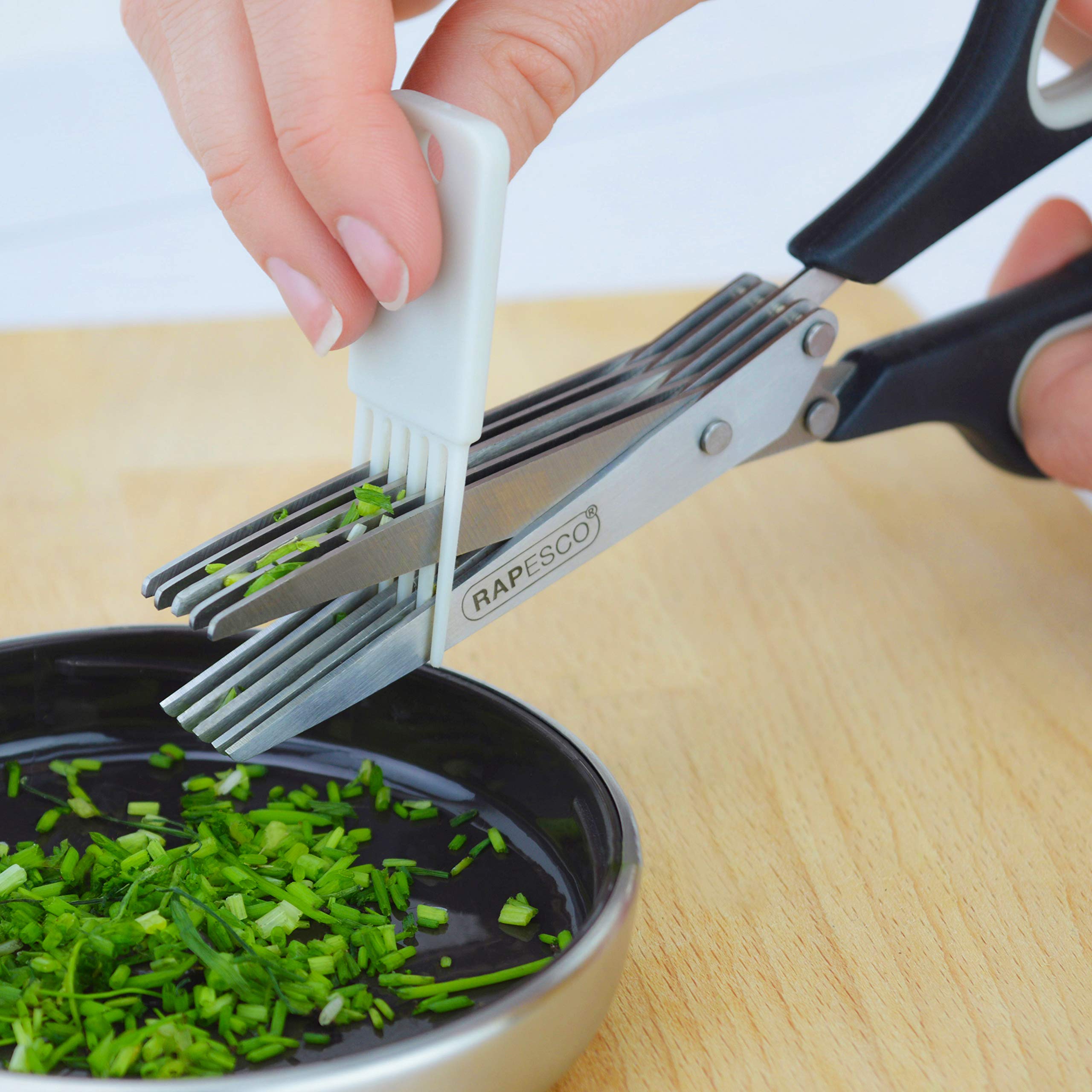 Rapesco 1599 5-Blade Herb Scissors & Paper Shredder - Perfect for Kitchen Herbs, Crafting & Office Documents