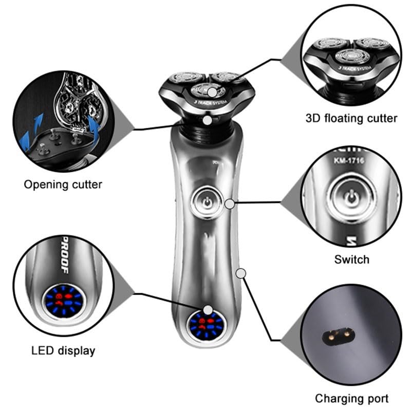 Professional Electric Head Shaver for Men - Wet & Dry Rechargeable Beard Trimmer & Facial Shaving Machine with Smart Cleaning System - Perfect for Bald Head Grooming, Travel & Daily Use