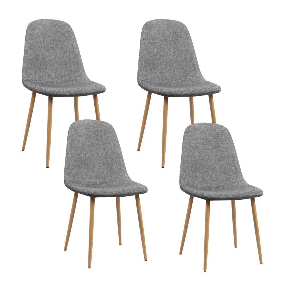 Adamas Fabric Dining Chairs Set of 4 - Light Grey Modern Upholstered Chairs for Dining Room, Kitchen, and Breakfast Nook