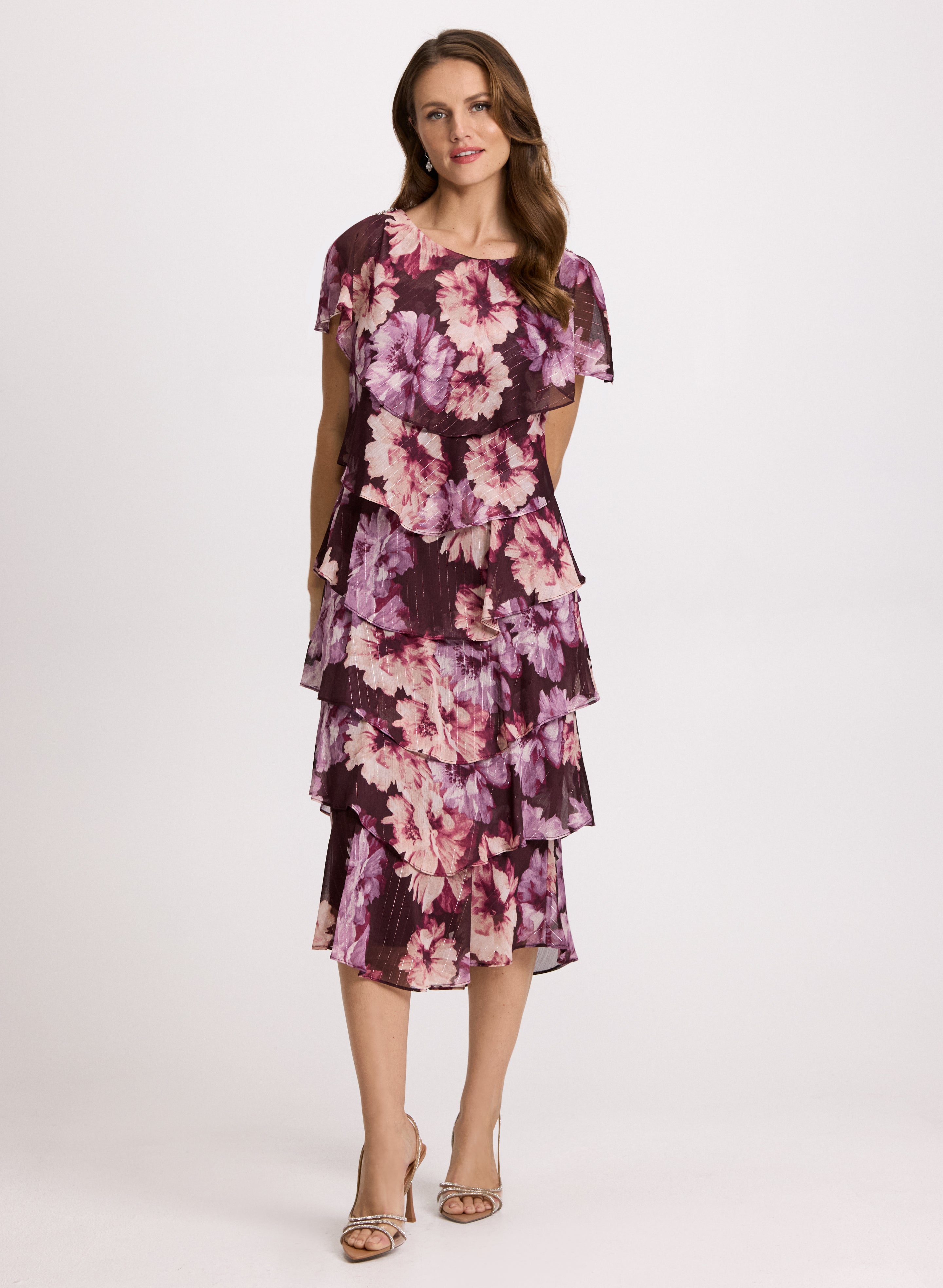 Floral Print Tiered Skirt Dress for Women - Summer Boho Maxi Dress with Pockets - Perfect for Beach Vacations, Music Festivals & Date Nights