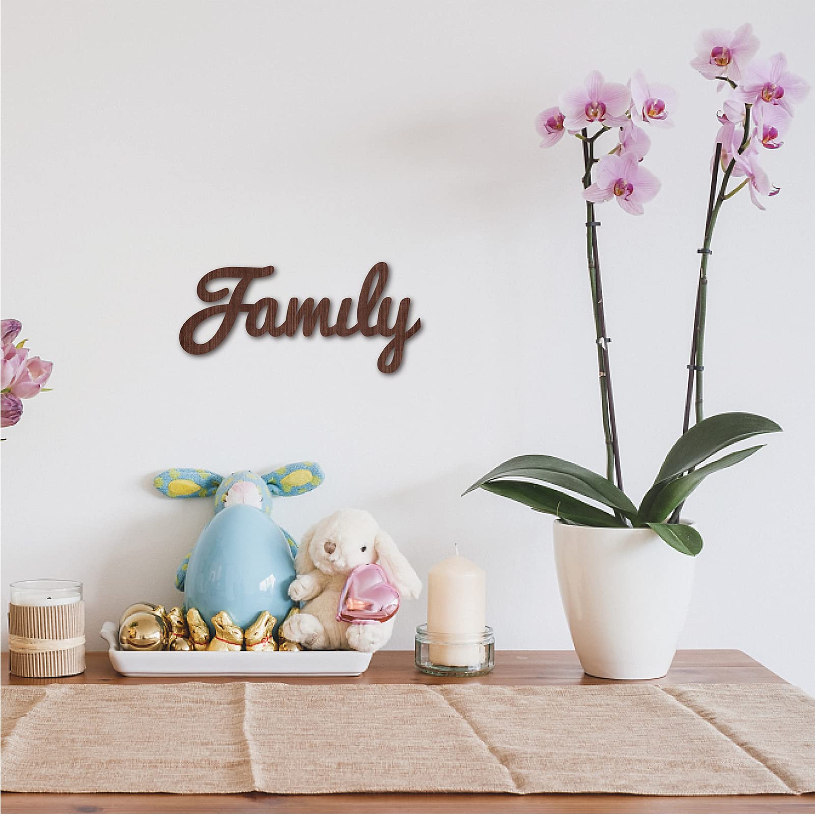 CREATCABIN Wooden Cutout Sign - Rustic Farmhouse Family Letter Wall Art Decor, Brown, 11.9 x 5.5 Inch - Perfect for Housewarming Gifts, Front Door Entryway & Home Decoration