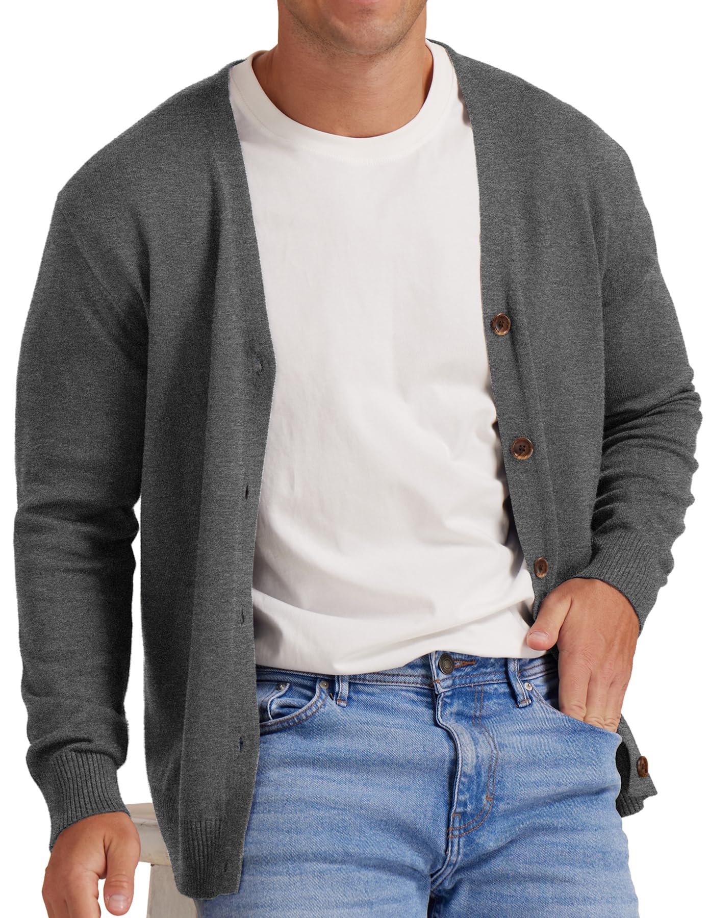 Vintage Striped Long Sleeve Cardigan Sweater for Men - Button V Neck Knit Pullover | Casual Fall & Winter Layering, Office Wear, Date Night Outfits