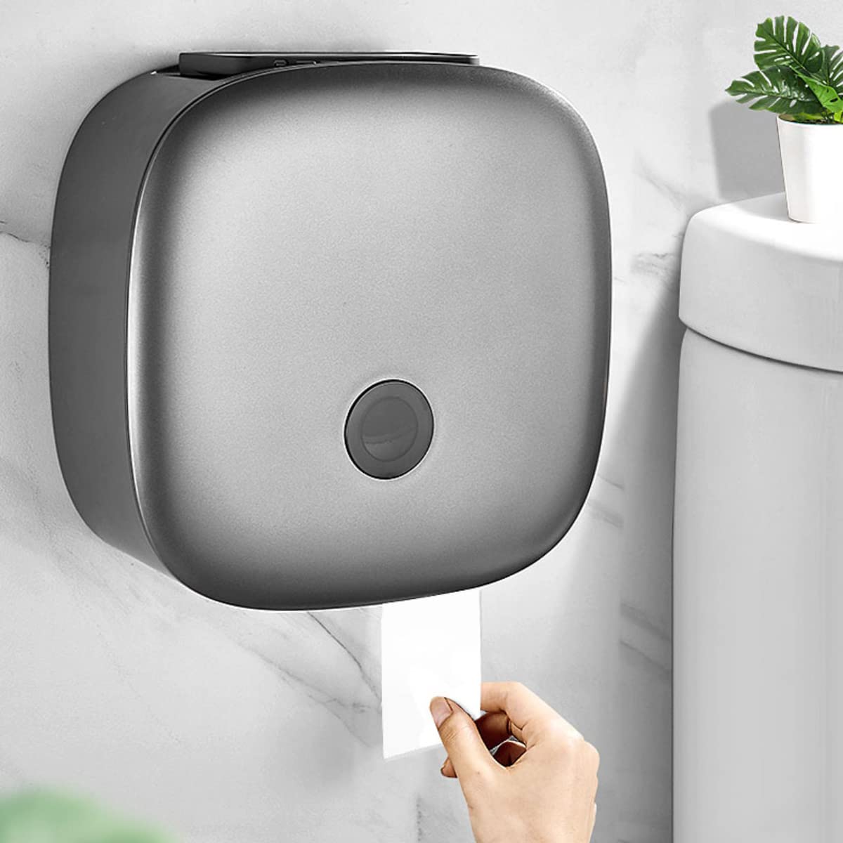 Wall Mount Storage Box & Plastic Punch-Free Paper Towel Dispenser - Waterproof Dustproof Multifunctional Tissue Holder for Kitchen, Bathroom, Office, Restaurant (Grey) | Space-Saving Organizer for Home & Commercial Use