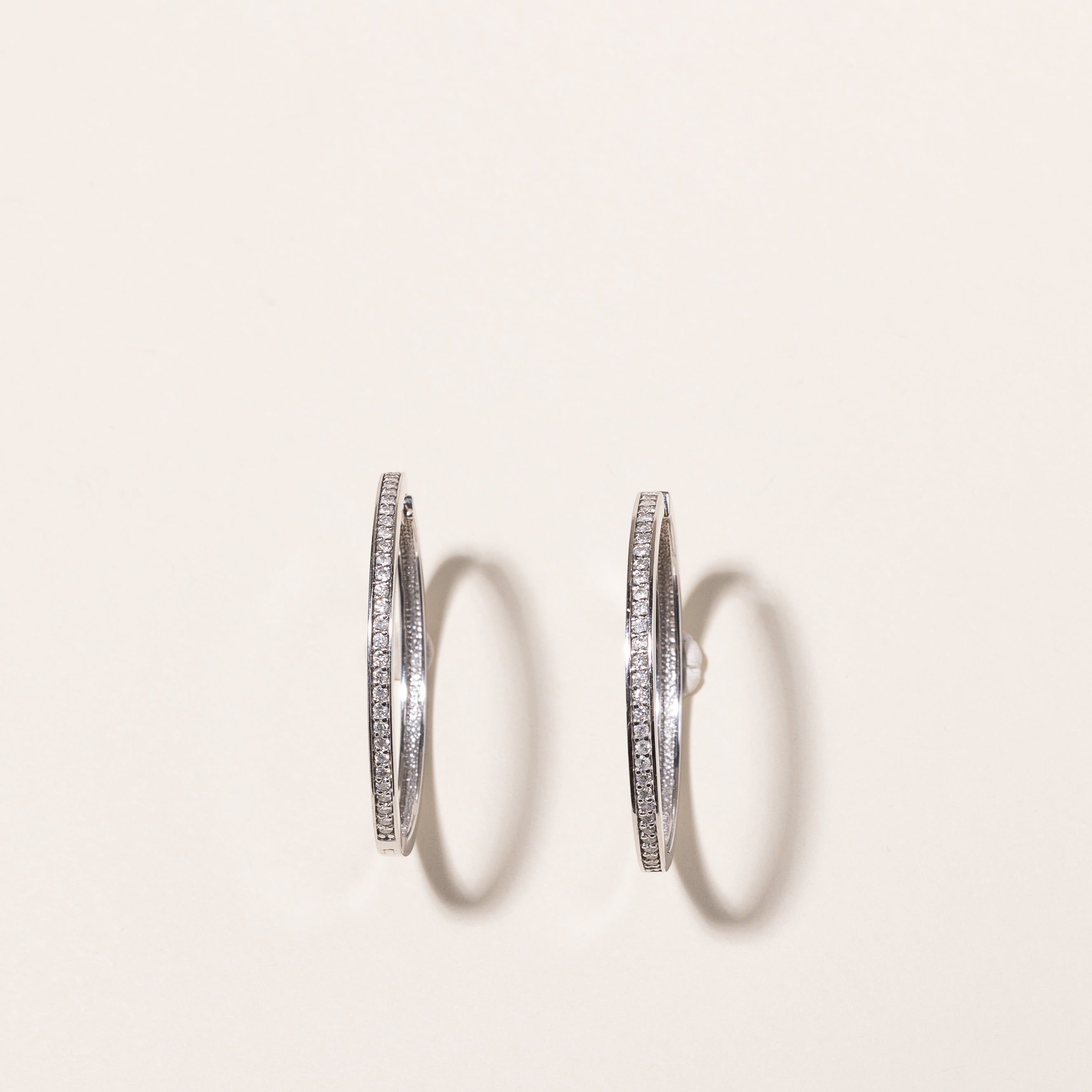 10K White Gold Diamond Hoop Earrings for Women | 0.65 Carat Total Weight (ctw) | Elegant Everyday Jewelry for Parties, Weddings & Special Occasions