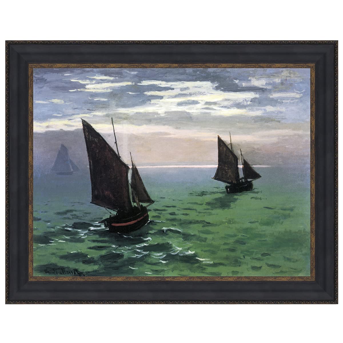 Design Toscano Fishing Boats at Sea 1868 - Hand-Painted Canvas Art Reproduction - Medium Size Wall Decor for Living Room, Bedroom & Office
