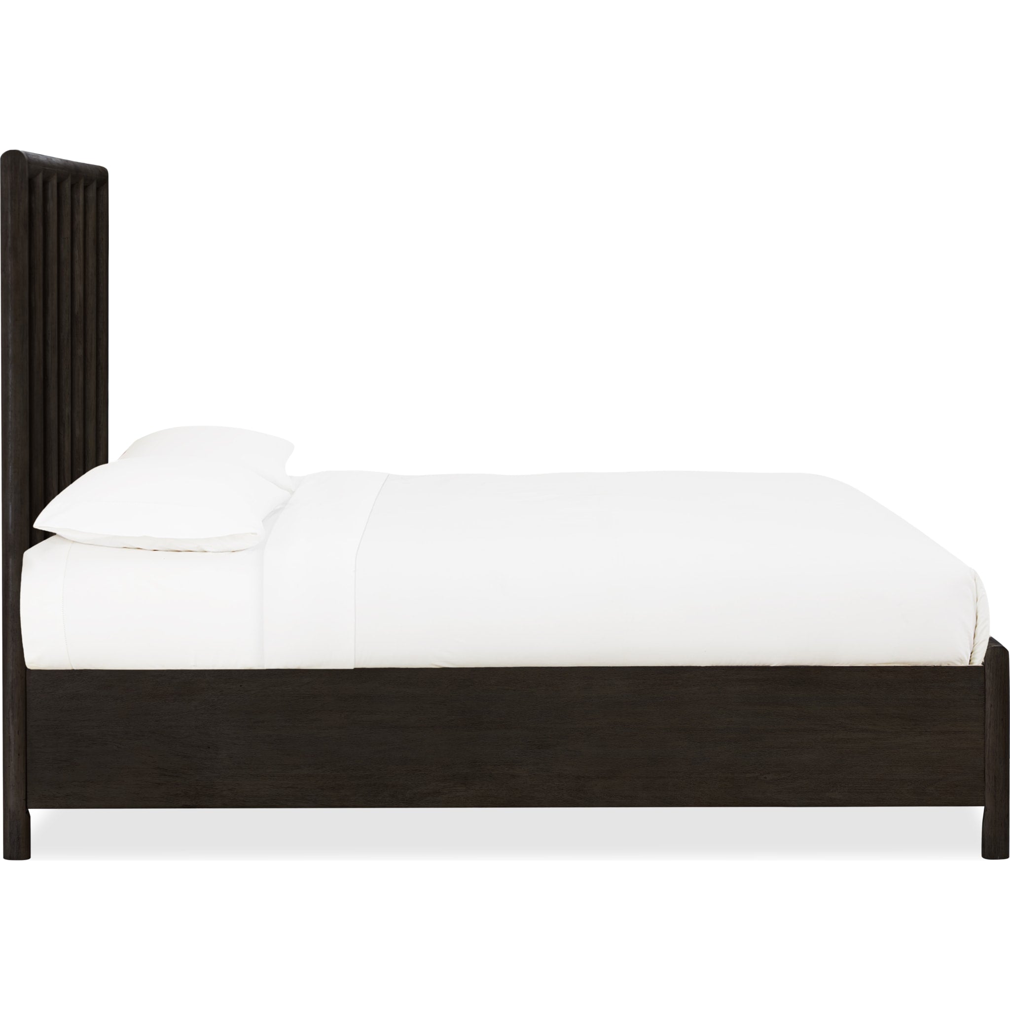 Dorsey Wooden Panel Bed Frame - Queen Size, Basalt Grey Finish - Solid Wood Platform Bed with Headboard for Bedroom, Guest Room, or Master Suite