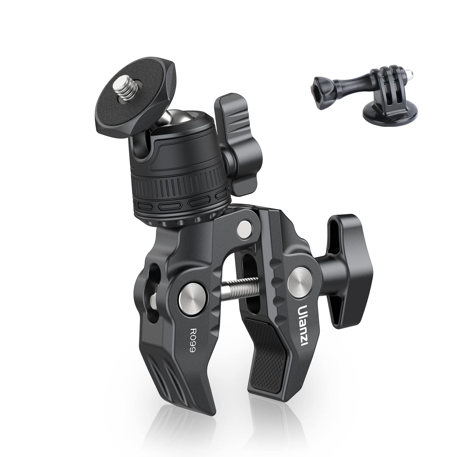 ULANZI R099 360° Ball Head Super Clamp Mount for Action Cameras - Compatible with AKASO, DJI Osmo, DSLR & Camera Monitors - Perfect for Bike, Motorcycle Handlebar & Vlogging Accessories
