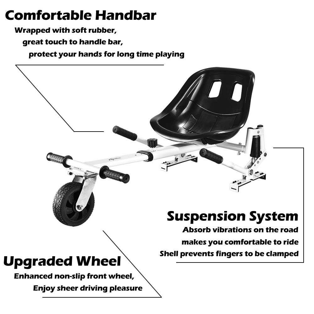 Kids Hoverboard Go Kart Seat Attachment - Adjustable Suspension for 6