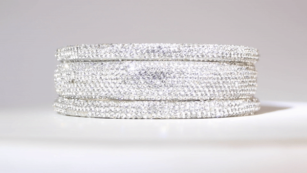 Sundar Bangles - Bollywood Style White Crystal Bracelets for Women | Elegant Hand Jewelry for Parties, Weddings & Festive Occasions