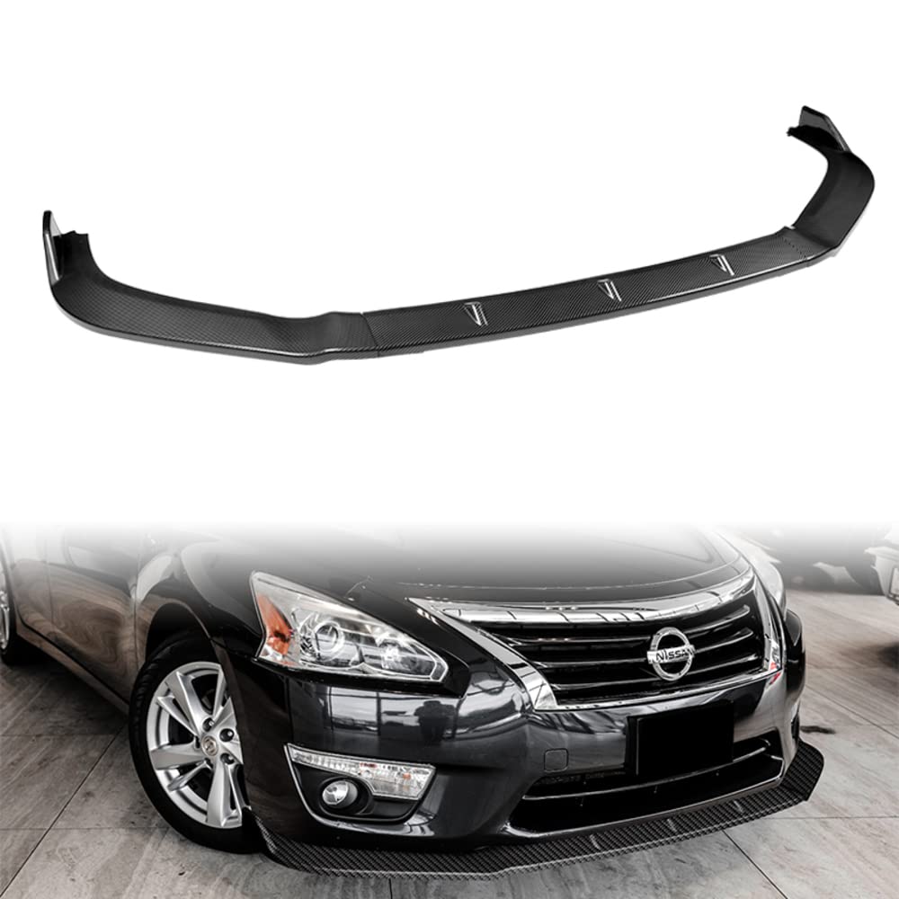 Q1-TECH 9-Piece Front Bumper Body Kit with Lip, Side Skirt Extensions & Diffuser for 2013-2015 Nissan Altima Sedan - Carbon Fiber Spoiler Air Chin Splitter - Perfect for Car Customization & Street Racing Style