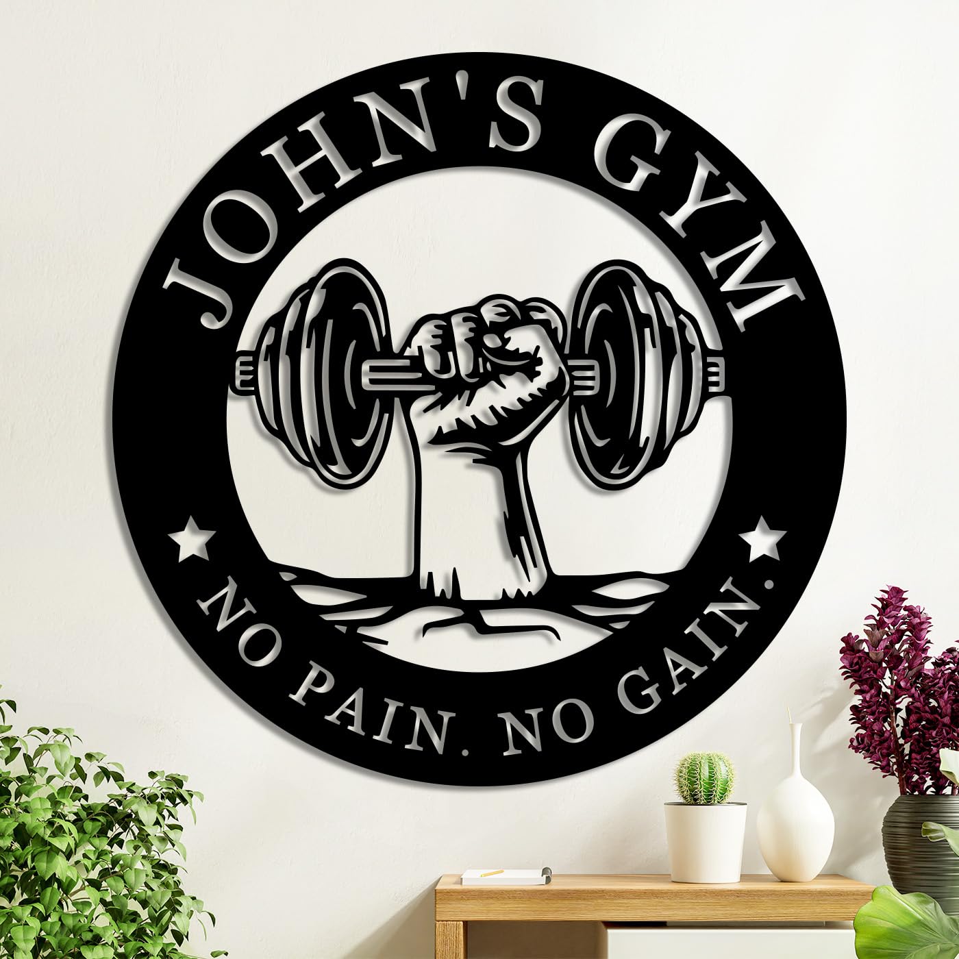 Custom Personalized Gym Metal Sign - Large Name Home & Business Gym Wall Art Decor - Workout Inspirational Metal Plaque - Perfect Gift for Fitness Lovers & Gym Owners - Ideal for Home Gym, CrossFit Studios & Fitness Centers