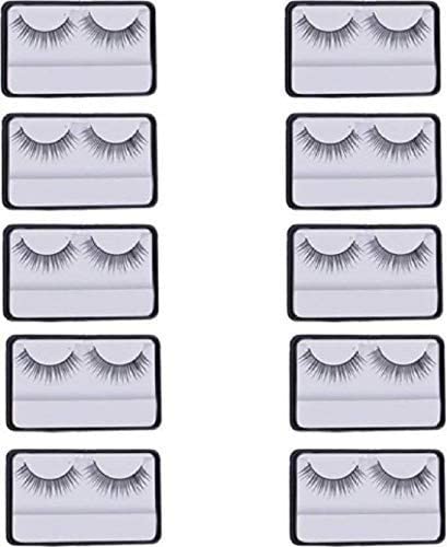 10 Pairs Handmade Natural Soft False Eyelashes - Black Sparse Fake Eyelash Extensions for Everyday Makeup & Special Occasions