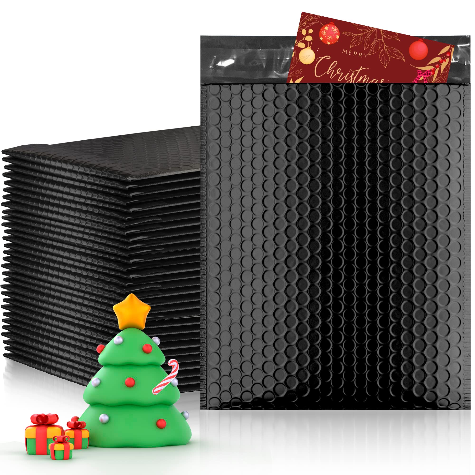 Amiff 5x9 Inch Black Poly Bubble Mailers 400 Pack - Waterproof, Lightweight, Self-Seal Padded Shipping Envelopes for Ecommerce, Small Business & Online Sellers - Perfect for Shipping Jewelry, Apparel, Books & Fragile Items
