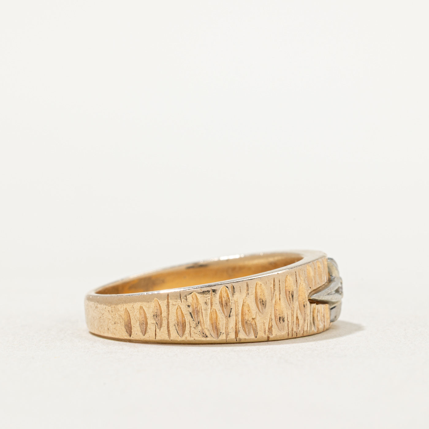 Two Tone Gold Diamond Starburst Textured Ring | 0.03ct Diamond Engagement Ring | Size 10.25 | Perfect for Wedding, Anniversary & Special Occasion Gifts
