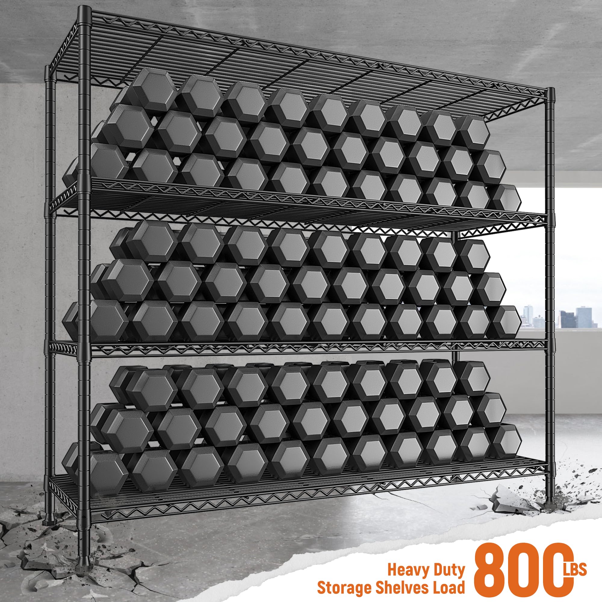 REIBII 4-Tier Heavy Duty Metal Storage Shelves 45.3