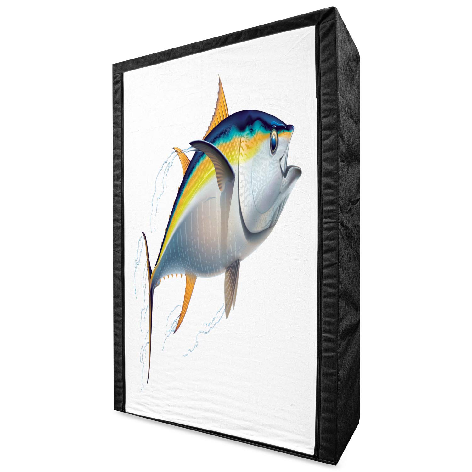 Ambesonne Fish Portable Fabric Wardrobe - Yellowfin Tuna Design with Realistic Shadows & Water Details, 42.5