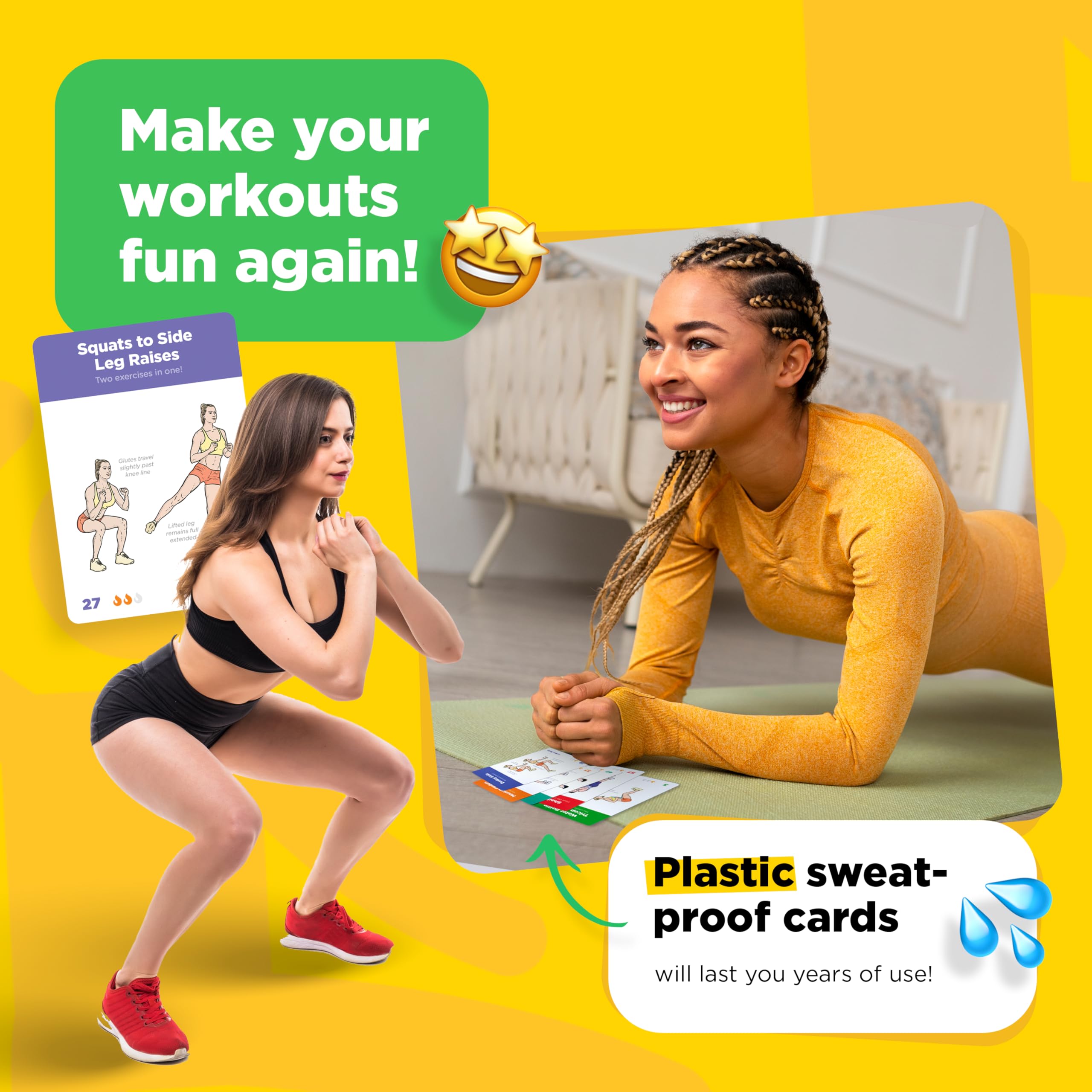 WorkoutLabs Exercise Cards: 60 Bodyweight Exercises & 12 No-Equipment Routines - Premium Waterproof Plastic Fitness Flashcards for Home & Gym Workouts (Men & Women) - Perfect for Travel, Small Spaces & Quick Workout Sessions