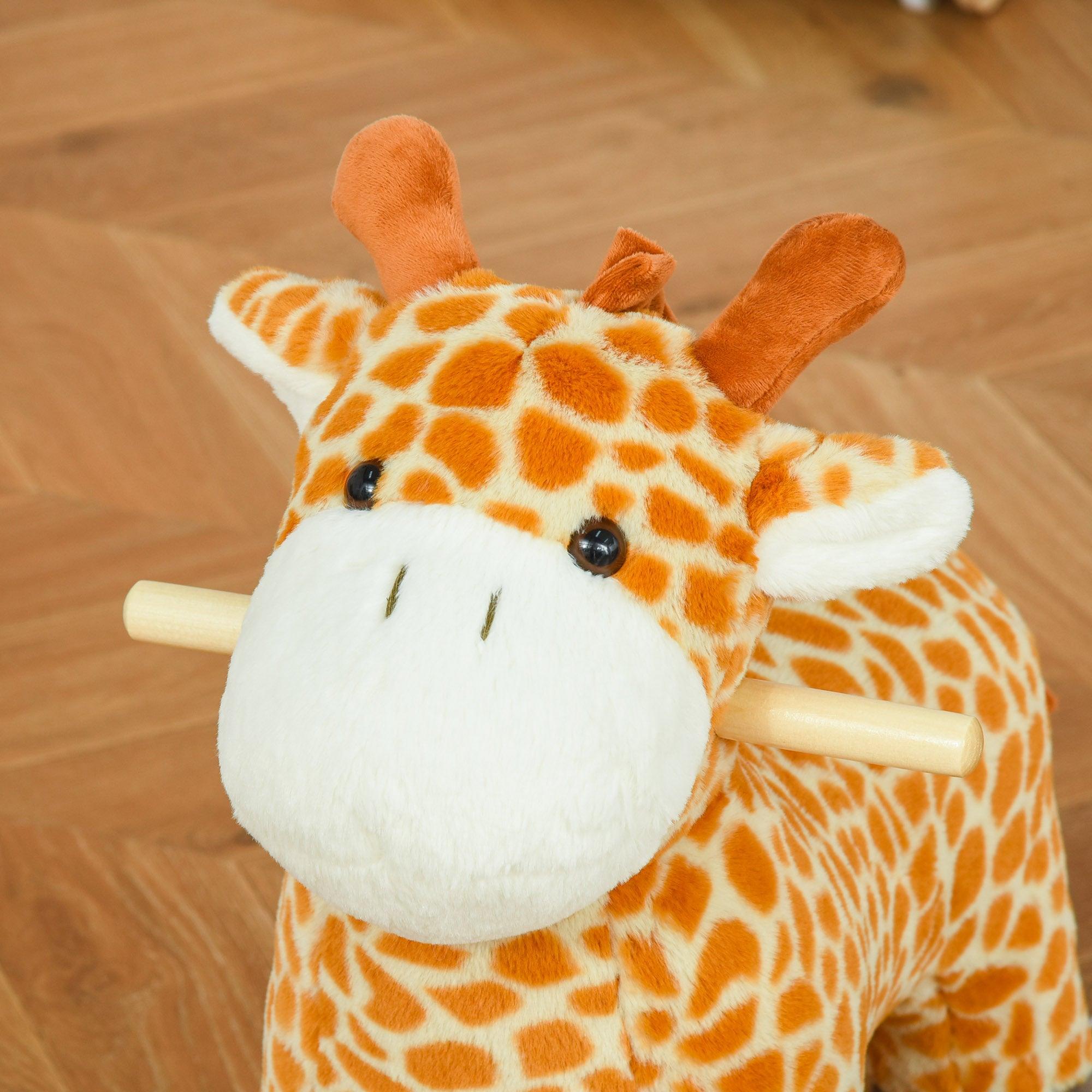 2 in 1 Kids Plush Ride On Rocking Horse Toy - Giraffe Shaped Rocker with Realistic Sounds for Toddlers Ages 3-6 | Yellow Soft Animal Rocking Toy for Playroom, Nursery & Birthday Gifts | Indoor Toddler Activity Toy for Boys & Girls
