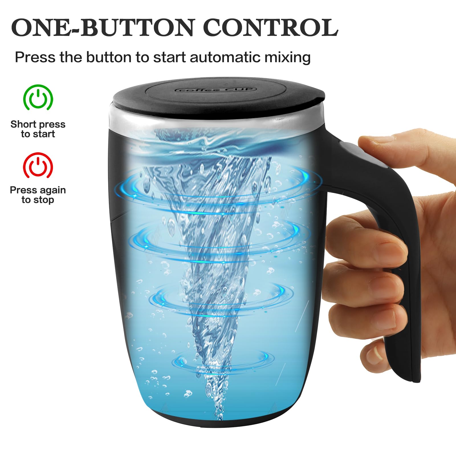Self Stirring Mug - Rechargeable Automatic Magnetic Coffee Mixing Cup for Coffee, Chocolate, Milk & Protein - Perfect for Office, Home, Travel & Gym - Ideal for Busy Professionals, Students & Fitness Enthusiasts