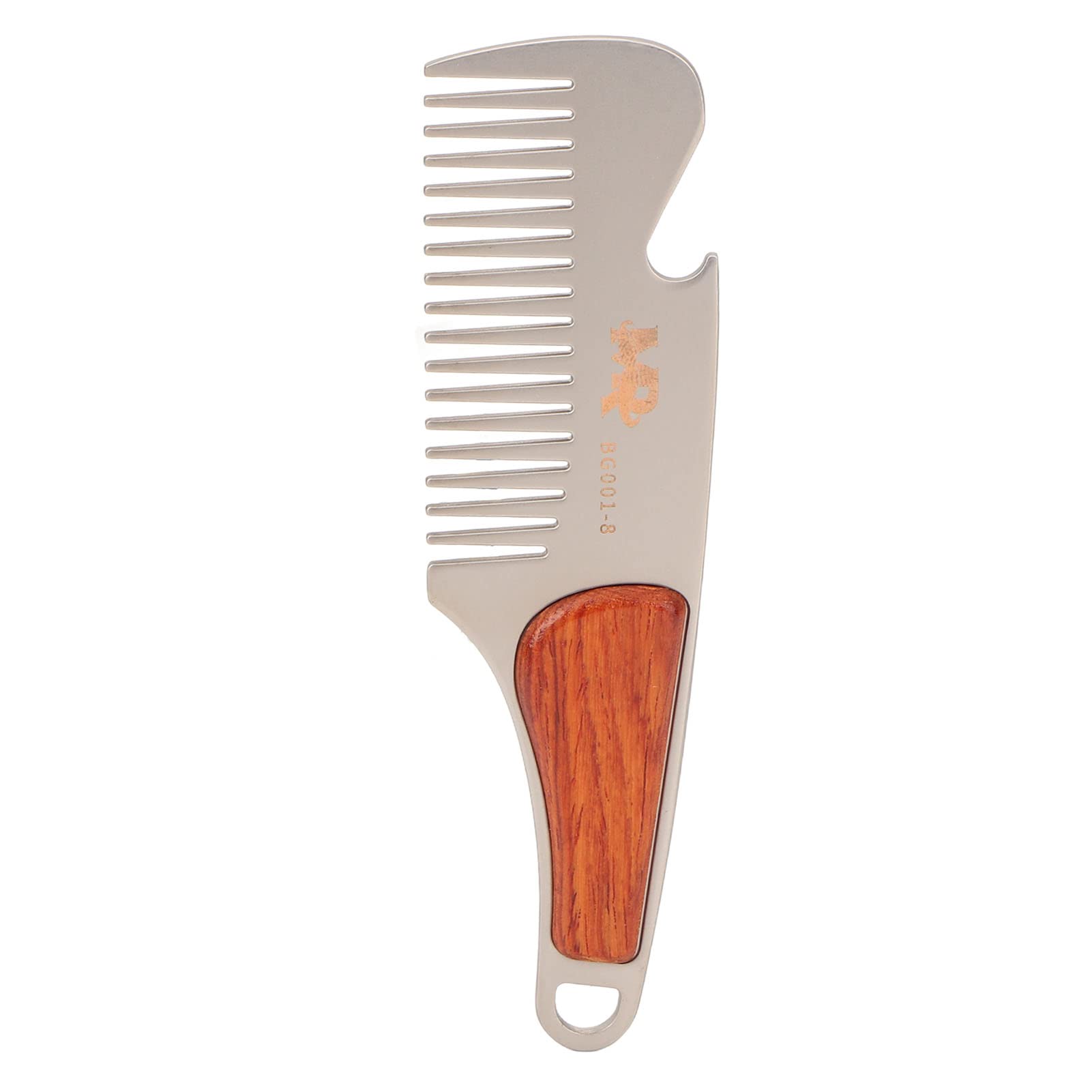 Premium Stainless Steel Beard Comb for Men - Sandalwood Handle Pocket Mustache & Facial Hair Grooming Tool - Perfect for Home, Salon & Travel Use