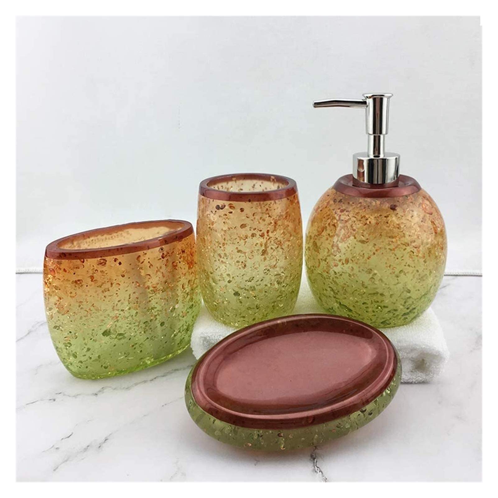 Gradient Resin Soap Dispenser Set - 4pc Bathroom Decor for Hotels & Homes