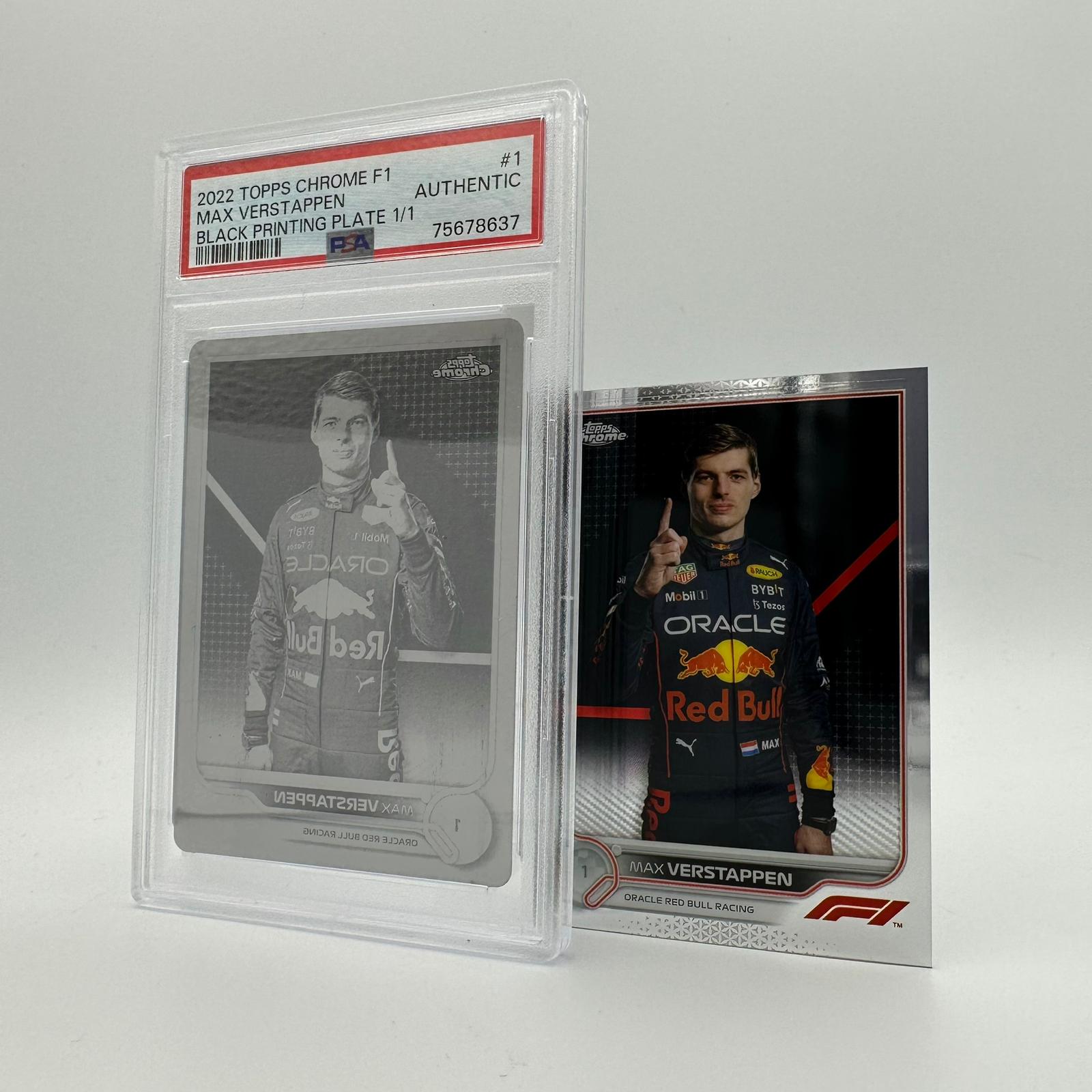2022 Max Verstappen #1 Chrome Black Printing Plate - Rare 1/1 Collectible for F1 Racing Fans & Sports Memorabilia Enthusiasts