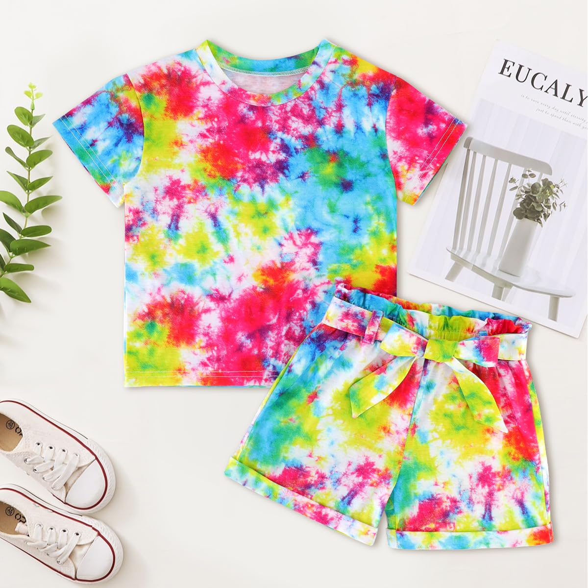 Tie Dye Matching Outfits for Girls 4-13 Years - 2 Piece Summer Vacation Clothes Set with Shirt and Shorts | Perfect for Beach Trips, Playdates & Outdoor Adventures