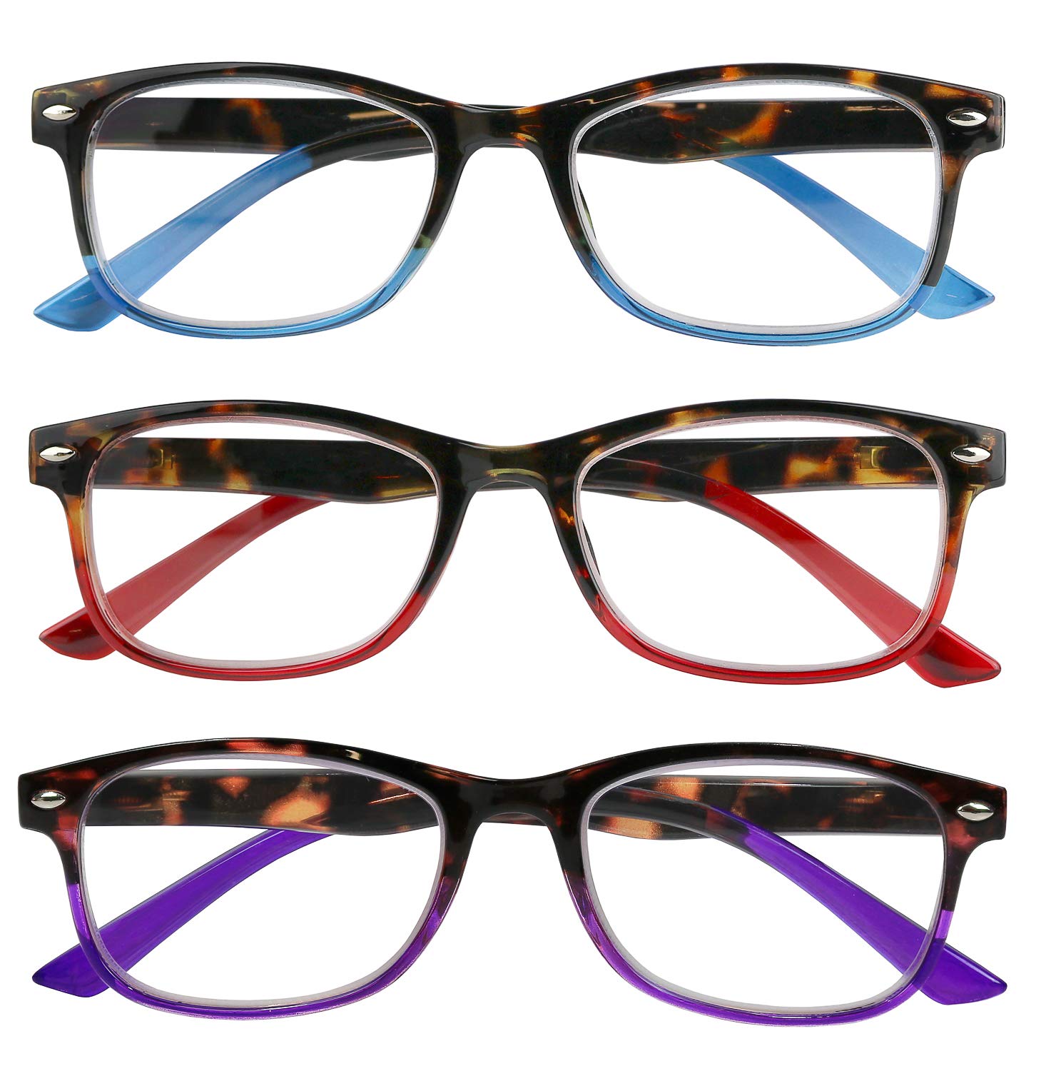 Success Eyewear Reading Glasses Set of 3 - Lightweight Spring Hinge Readers for Men & Women (+1.00 to +3.50 Strength) | Perfect for Reading Books, Using Phones & Computer Work