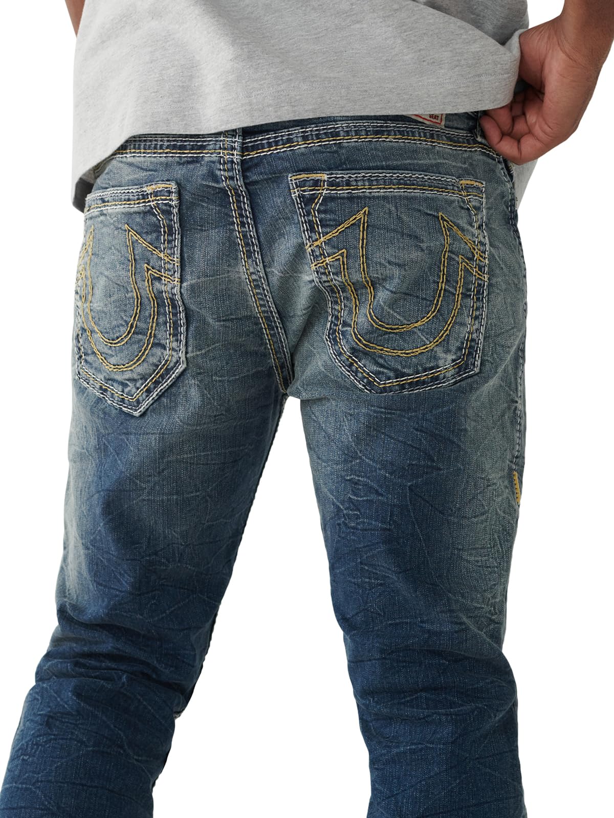 True Religion Men's Rocco Big Qt Relaxed Fit Jeans - 32 Inch Inseam | Premium Denim Pants for Casual Wear & Night Out