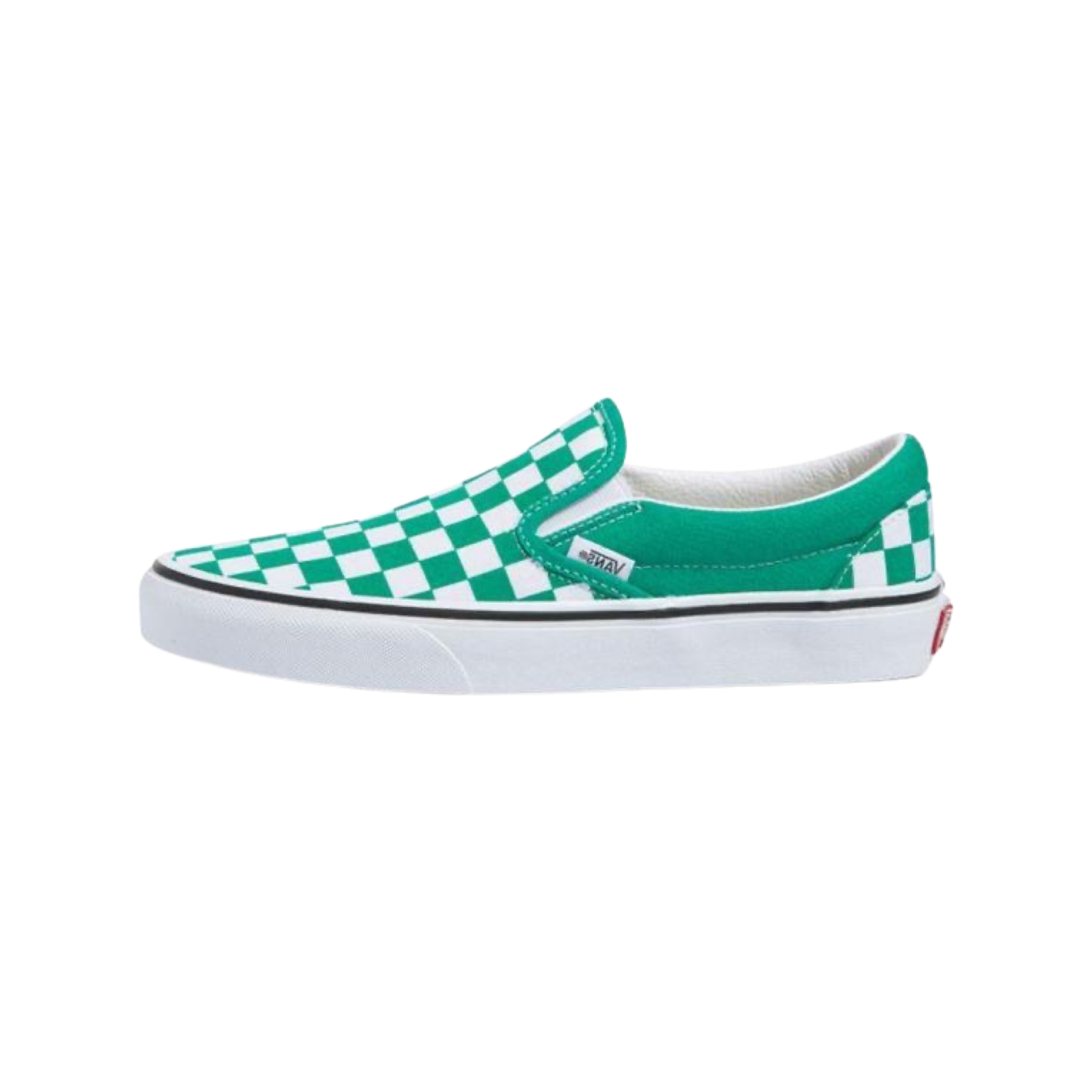 Vans Classic Slip-On Checkerboard Sneakers in Pepper Green & True White | Comfortable Casual Shoes for Skateboarding, Streetwear & Everyday Wear