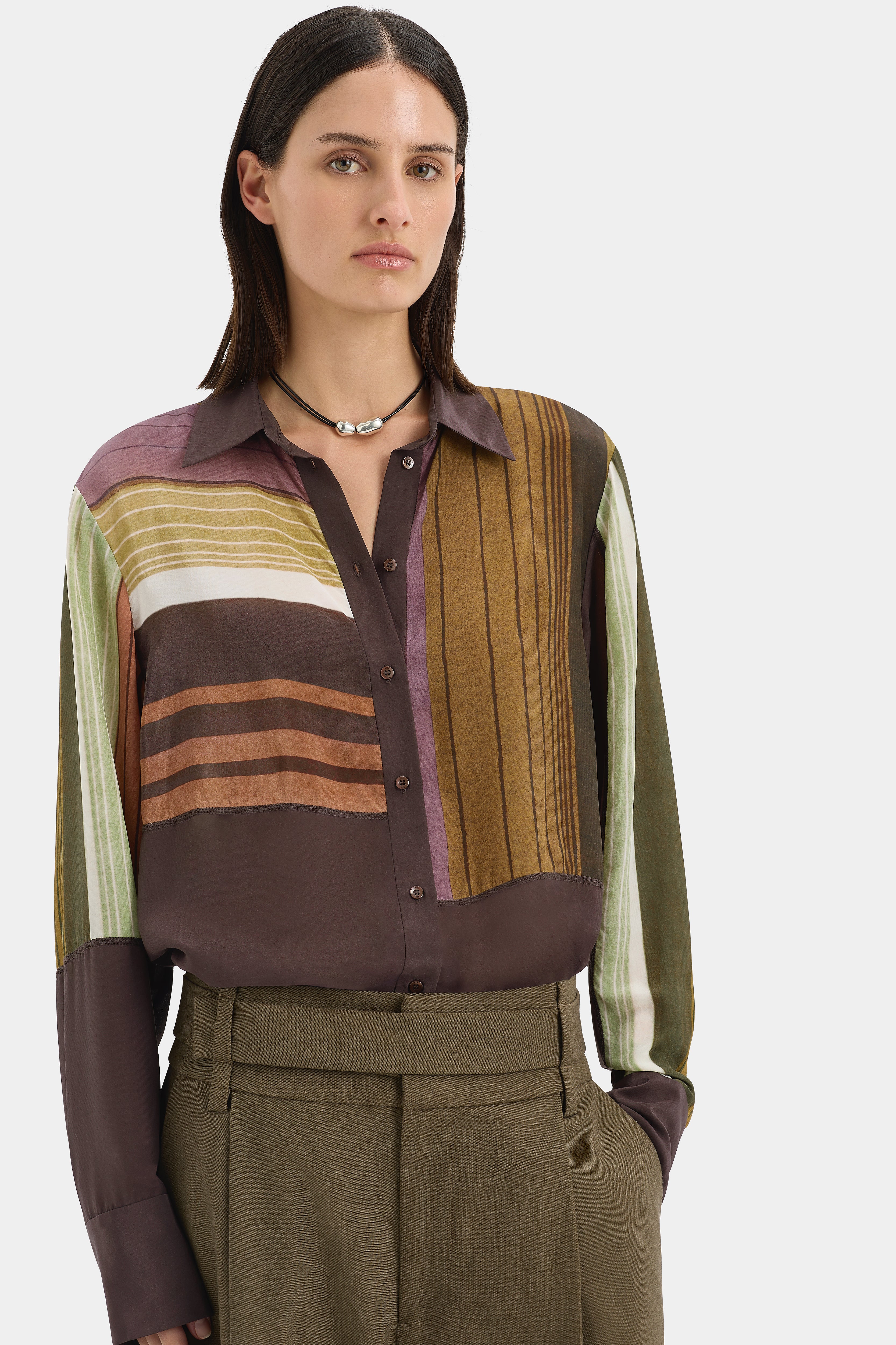 Simonetta Splice Shirt - Women's Fashion Blouse with Unique Spliced Design | Perfect for Office Wear, Date Nights & Special Occasions