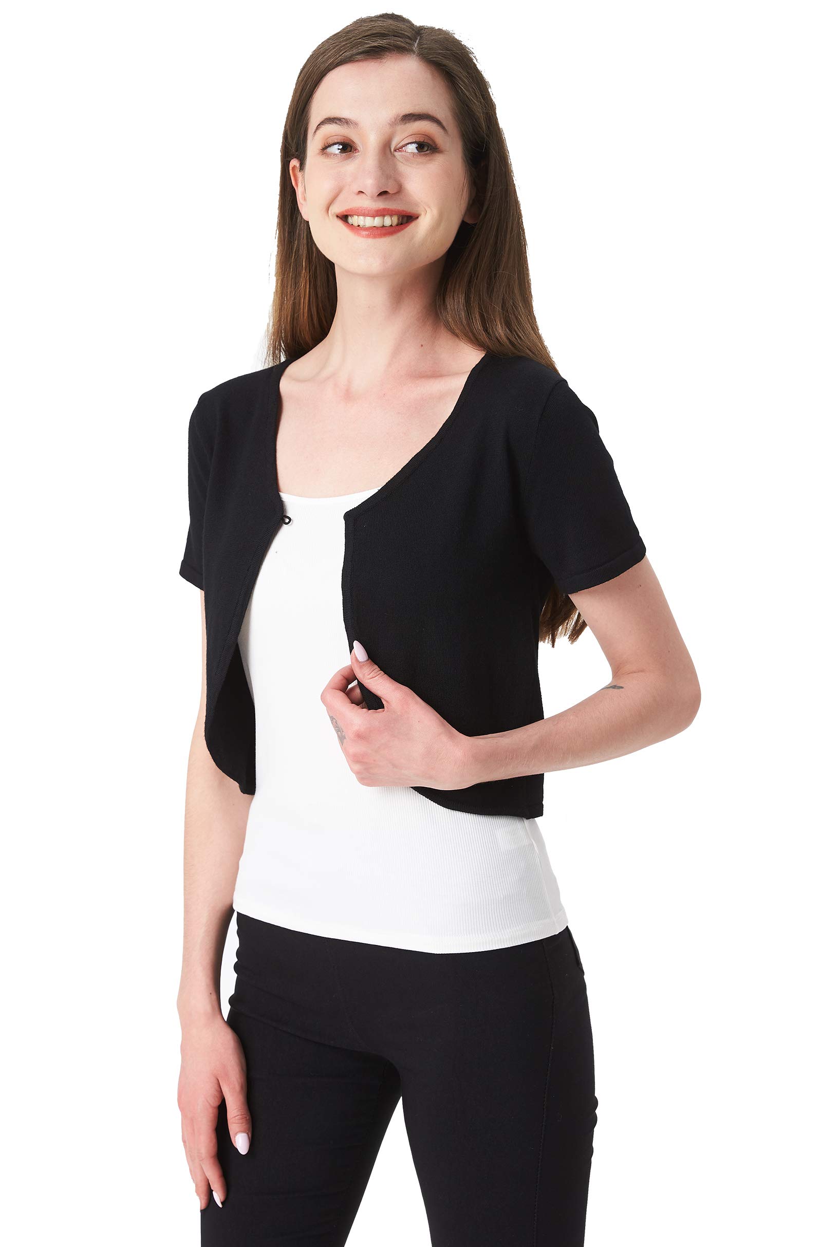 Trendy Short Sleeve Open Front Cardigan for Women - Lightweight Summer Cover-Up for Beach, Office & Casual Outfits