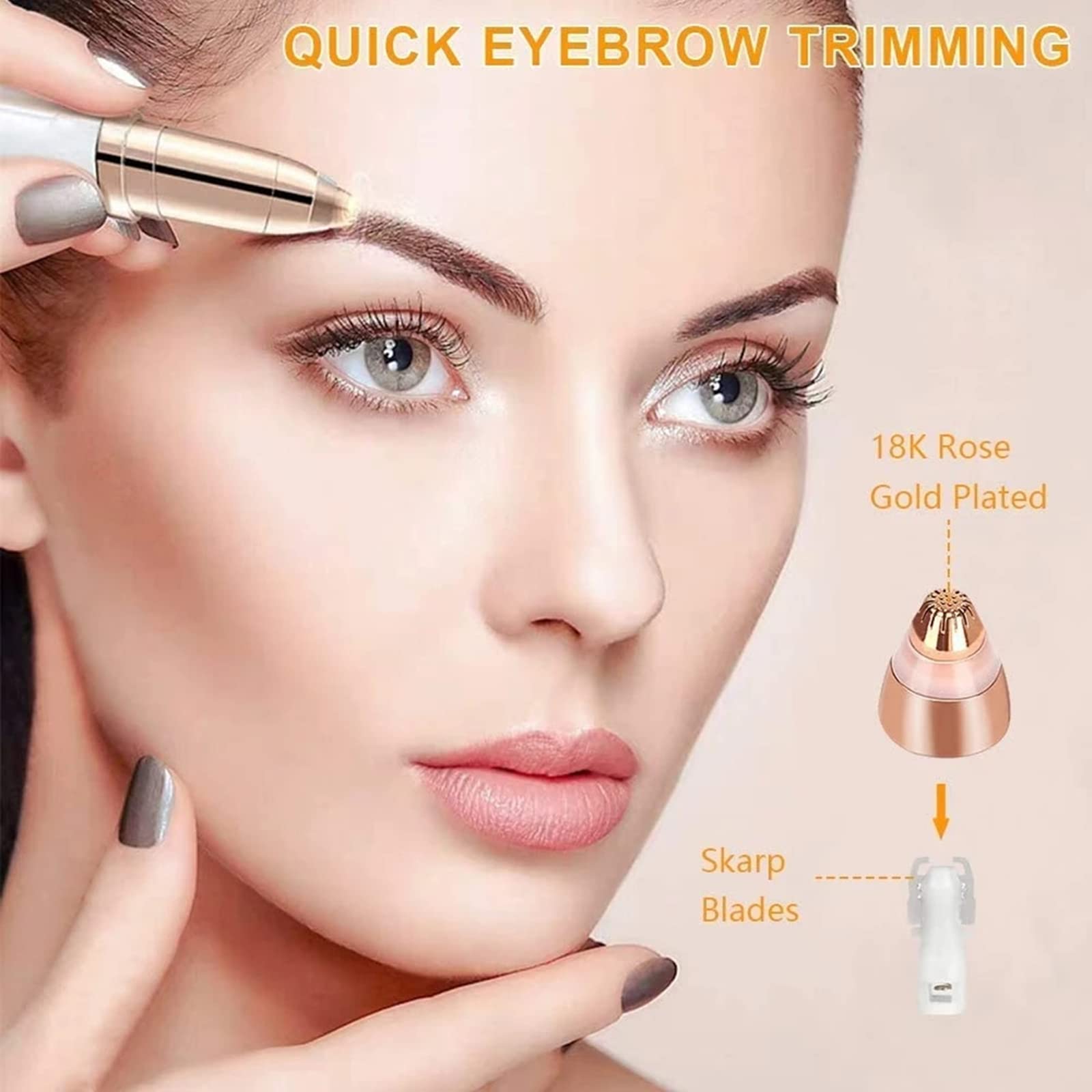 Flawless Brows Eyebrow Pencil & Hair Remover - 18K Gold Heads with Brush for Perfect Eyebrows at Home