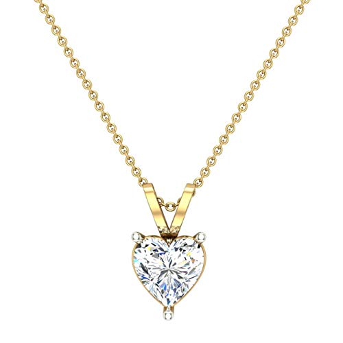 14K/18K White/Yellow/Rose Gold 2.52 Carat Heart-Shaped Simulated Diamond Pendant Necklace for Women - Elegant Valentine's Day Gift, Anniversary Present & Everyday Luxury Jewelry by Dishis Designer Collection