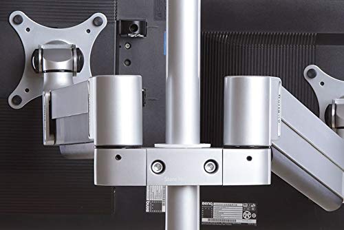 Dual Arm Aluminum Monitor Stand for 15-30 Inch Screens with Laptop Tray (10-15.6 Inch) - Full Motion Adjustable Desk Mount with 40cm Pole - Perfect for Home Office, Gaming Setup & Workspace Organization