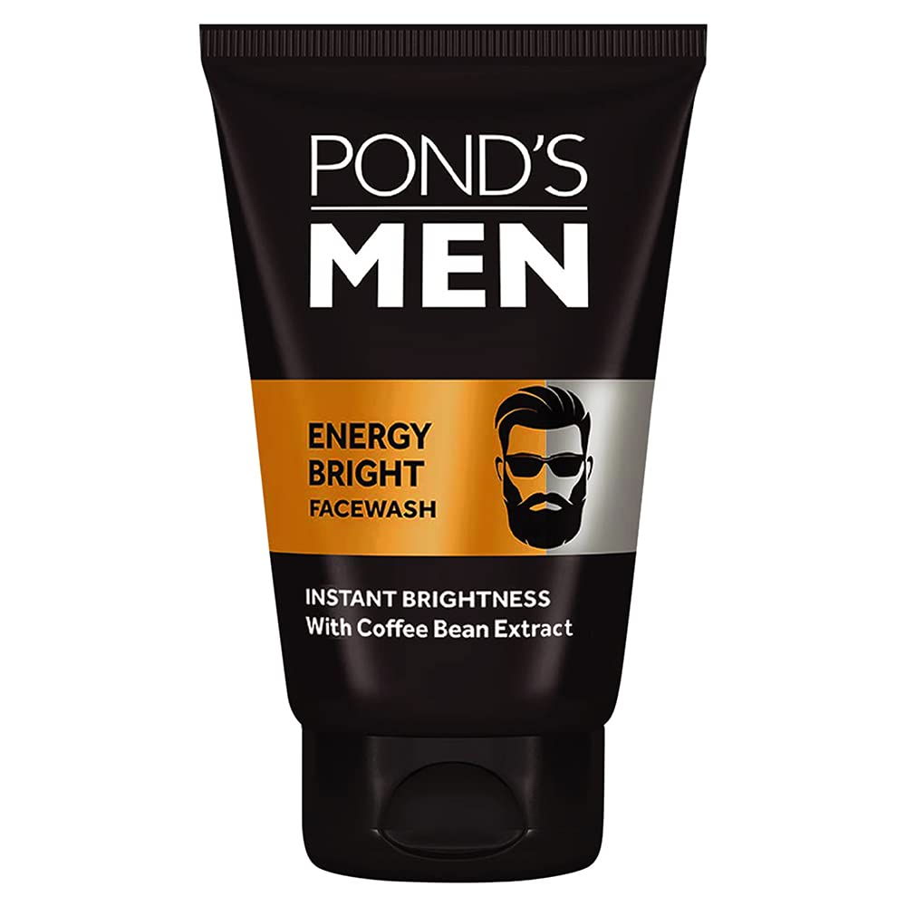 Pond's Men Energy Bright Anti-Dullness Face Wash with Coffee Bean - 50g | Deep Cleansing & Brightening Facial Cleanser for Men | Perfect for Morning Routine & Post-Workout Refreshment