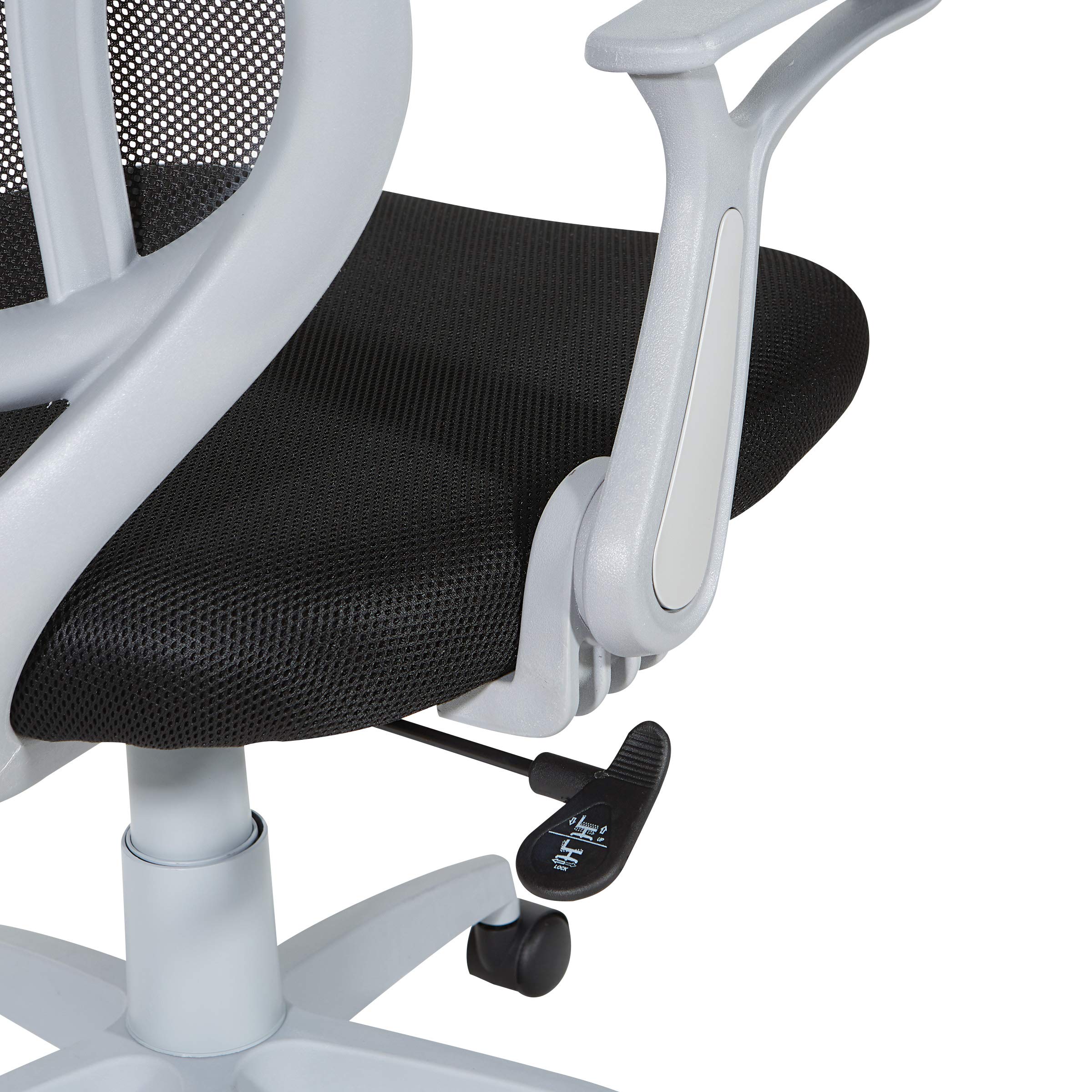 Office Star Screen Back Office Task Chair with Built-in Lumbar Support & Flip Arms - Ergonomic Black Mesh Chair with Grey Frame for Home Office, Workstation & Conference Rooms